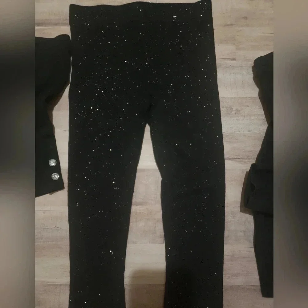 Toddler girl leggings and biker shorts‎ bundle size 4t, 4, 4-5; black, glitter